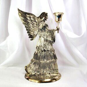 VTG International Silver Co. Silver Plated Angel Candle Holder 1994 12" Tall